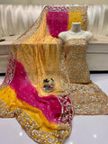 Pure Shaffon shirt dupatta four border lcd gota.