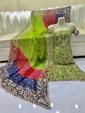 Pure Shaffon shirt dupatta four border lcd gota.