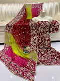 Pure Shaffon shirt dupatta four border lcd gota.