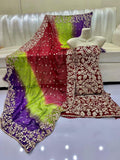 Pure Shaffon shirt dupatta four border lcd gota.