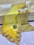 Pure Shaffon shirt dupatta four border lcd gota.