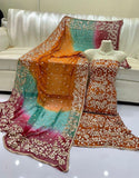 Pure Shaffon shirt dupatta four border lcd gota.
