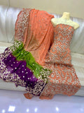Pure  Shaffon shirt dupatta four border lcd gota.