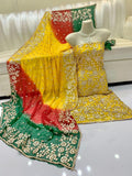 Pure  Shaffon shirt dupatta four border lcd gota.