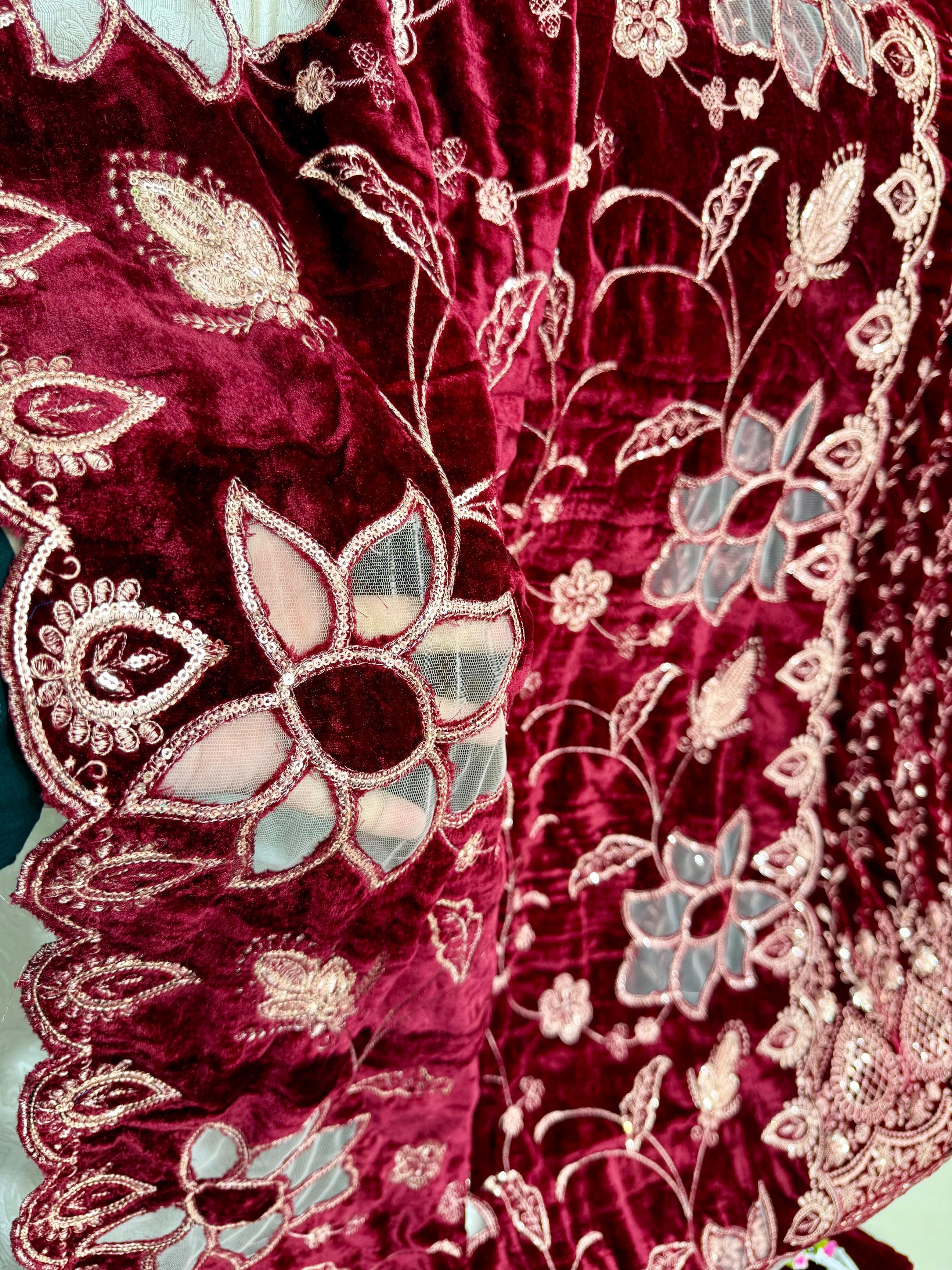 velvet collection with heavy cut work shawl
