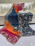 Pure Shaffon shirt dupatta four border lcd gota.